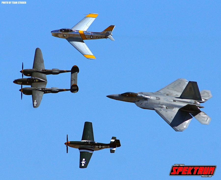 Planes of different generations do a flyby togeher in Chino