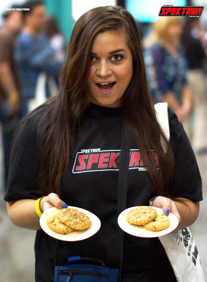 One of our photographers for the show, Bethany showing how much she loves cookies