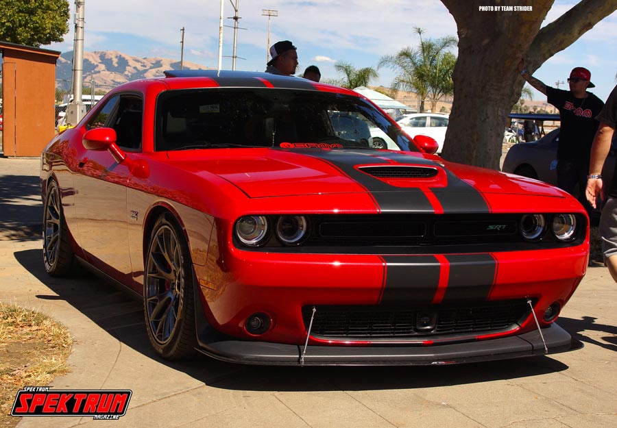 Wicked Dodge Challenger bathed in red