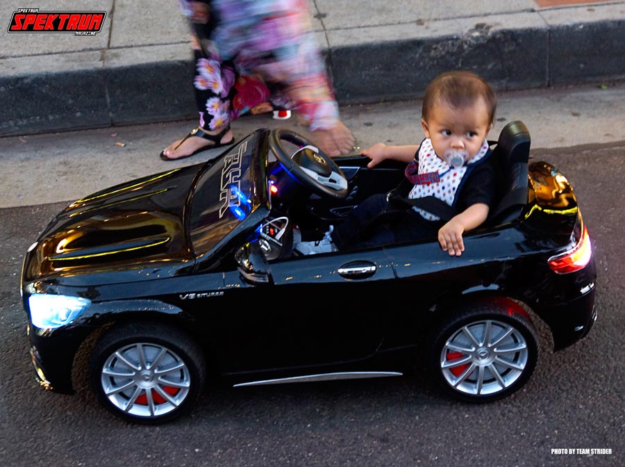 Family friendly? You betcha! Check out this little guy rocking his new ride