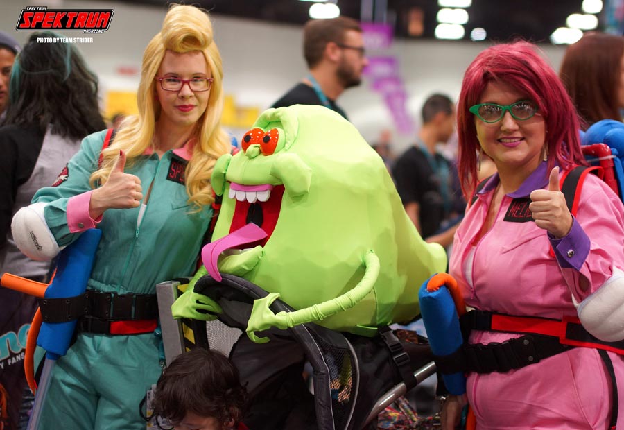 Even families get involved in Wondercon. Love these Ghostbusters cosplayers
