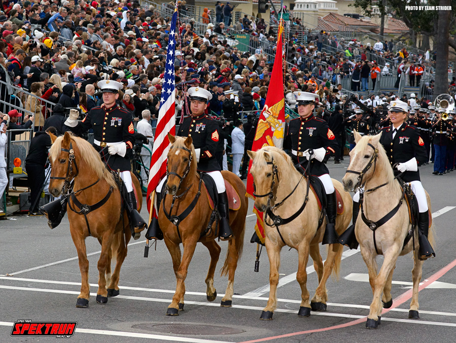 The US Marines marching at the front of the parade