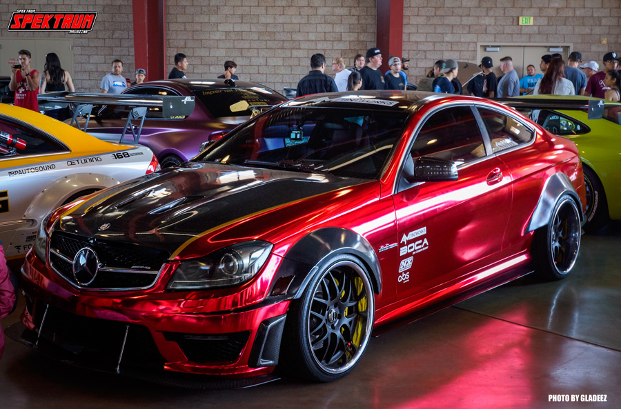 Wrapped in red foil and carbon fiber, this Mercedes is awesome! Photo by Gladeez